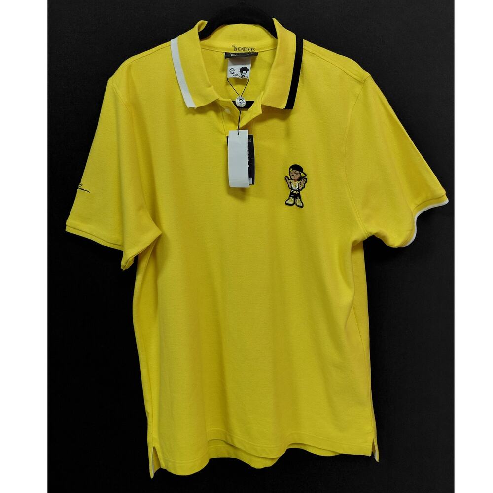 NWT The Boondocks Yellow Polo Shirt Solid Knit Short Sleeve Men XL